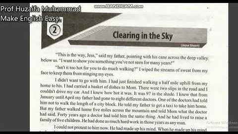 Clearing in the Sky (1st Year English, Chapter 2) Part 1/6