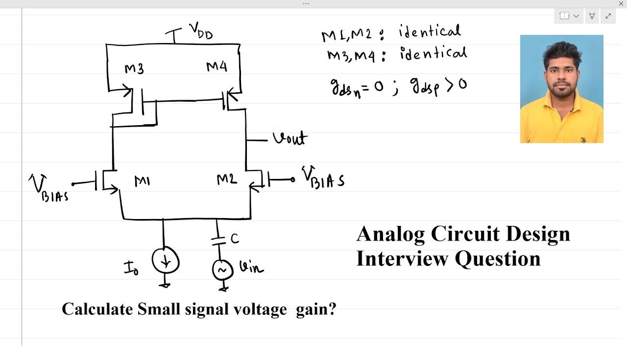 Analog Circuit Design Engineer interview_ find small signal  voltage gain || Amit Bar