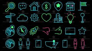 Set of color icons on the black background