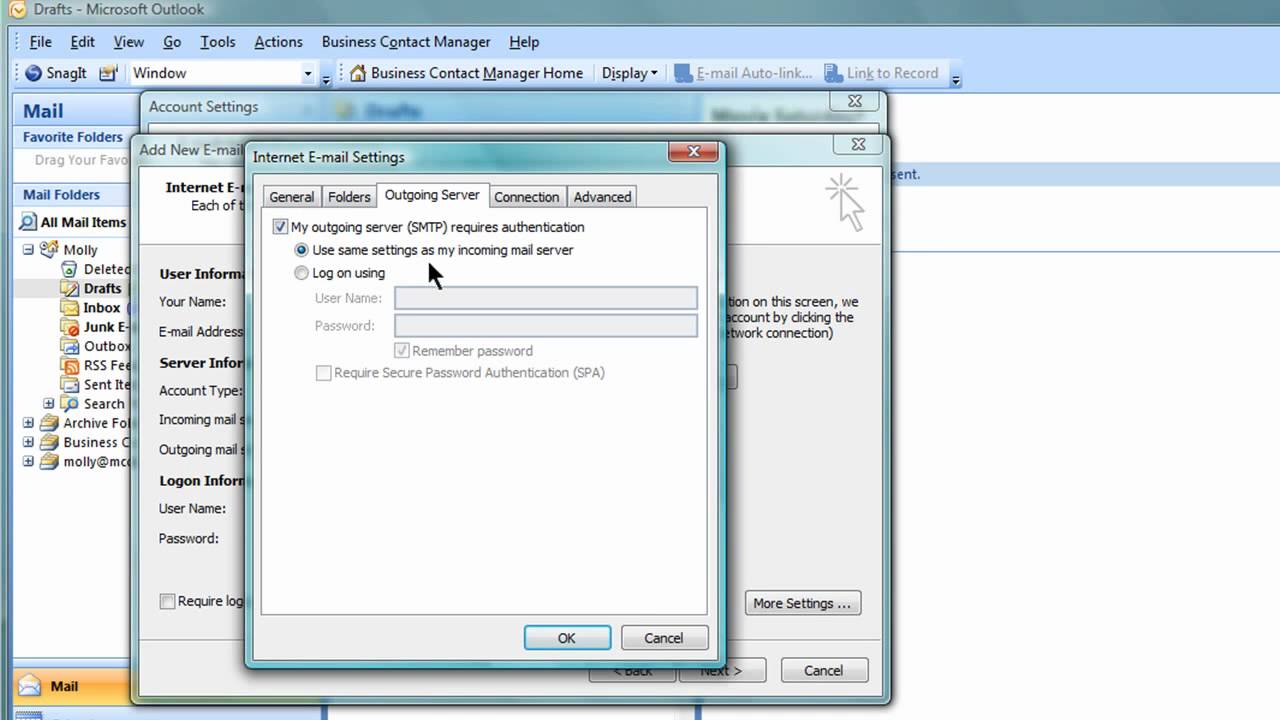 Configuring Your Hover Email Account In Outlook 2007 YouTube