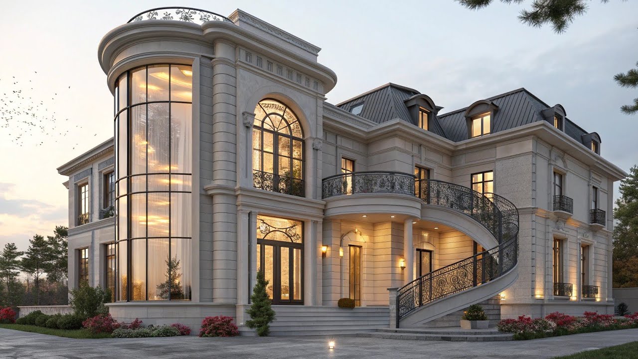 Luxury Poolside Garden at Night | Royal Mansion Night Tour with Golden Glow