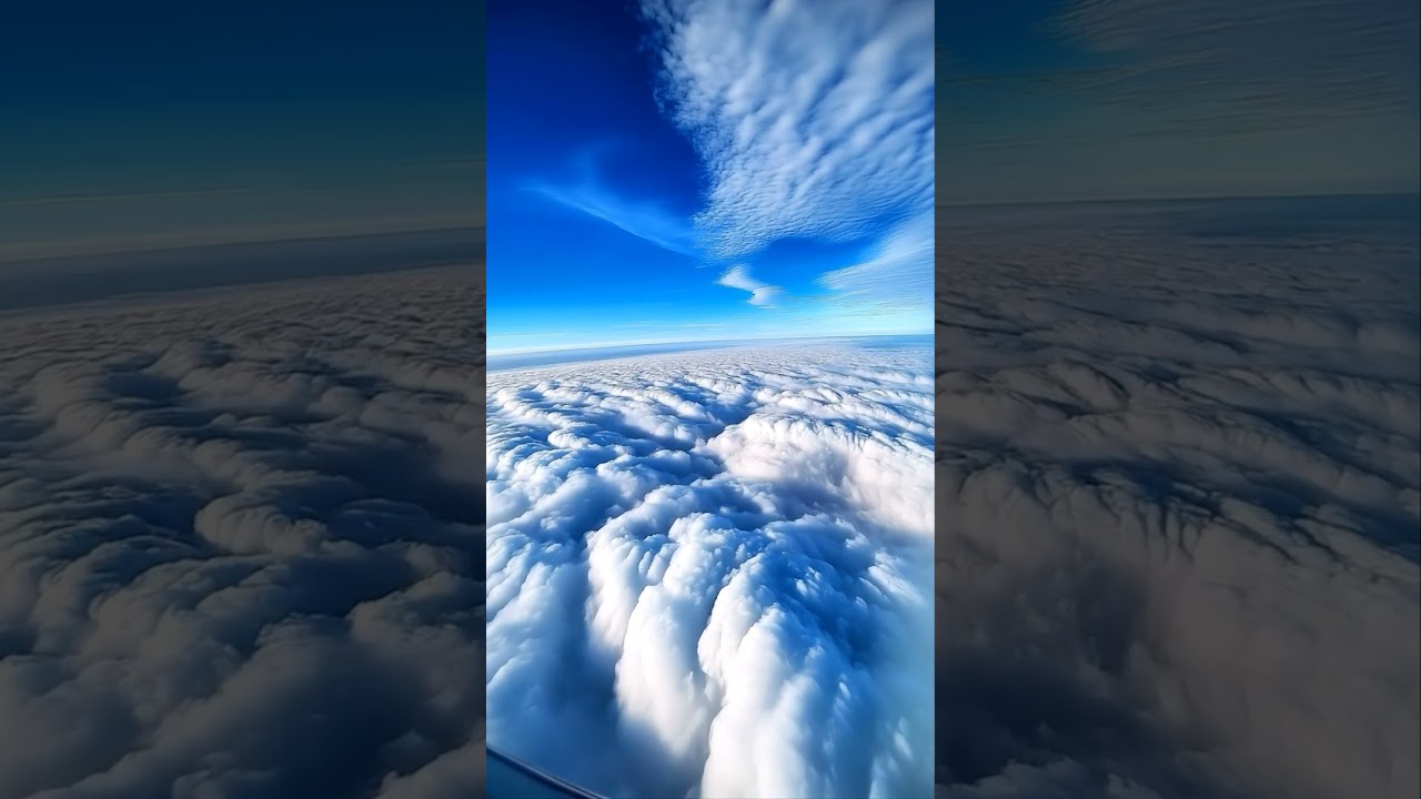 "A swollen sea of white clouds from 30,000 feet" 