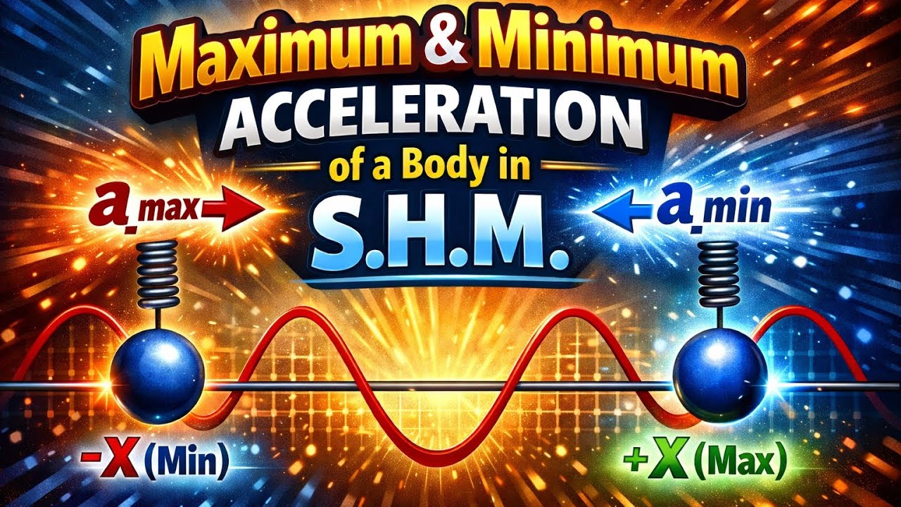 Maximum & Minimum Acceleration of a body in S.H.M ‖ Simple Harmonic Motion