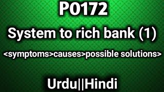 P0172 System to rich bank(1)one||rich mixture||low mileage||Black somke||Urdu/Hindi language.