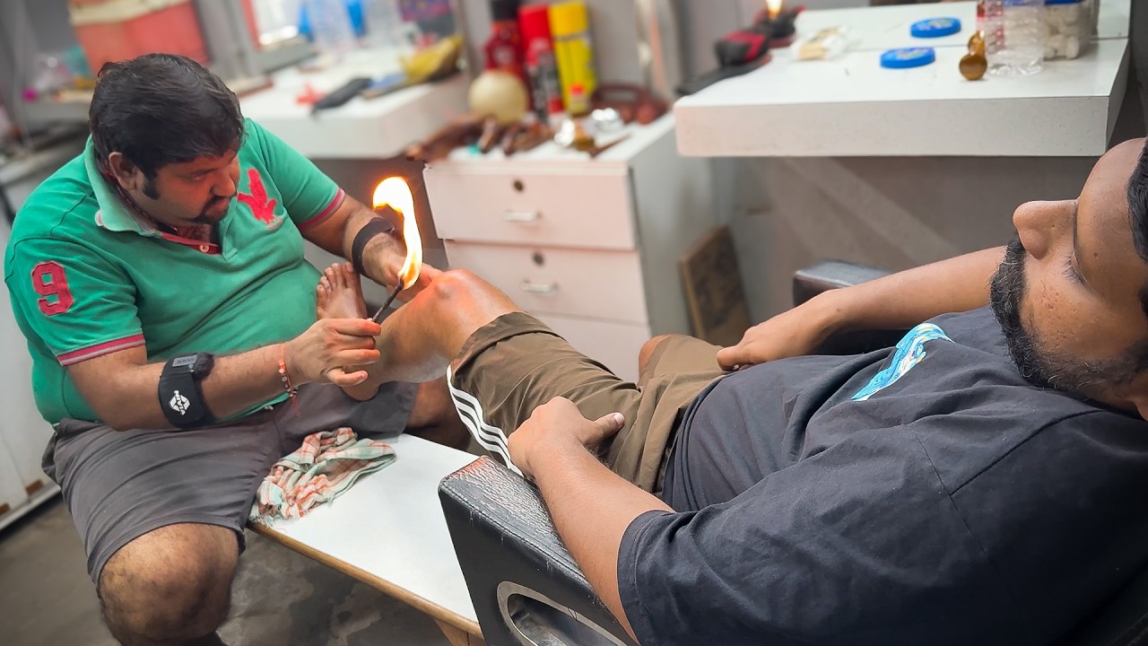 ASMR Shamboo Barber - SHOCKING Fire🔥 Leg Therapy With Thai Tok-Sen🔨| Pure Relaxation For Sleep