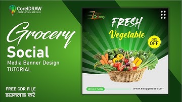 Grocery Social Media Banner Design | CorelDRAW 2021 tutorial in Hindi, Urdu