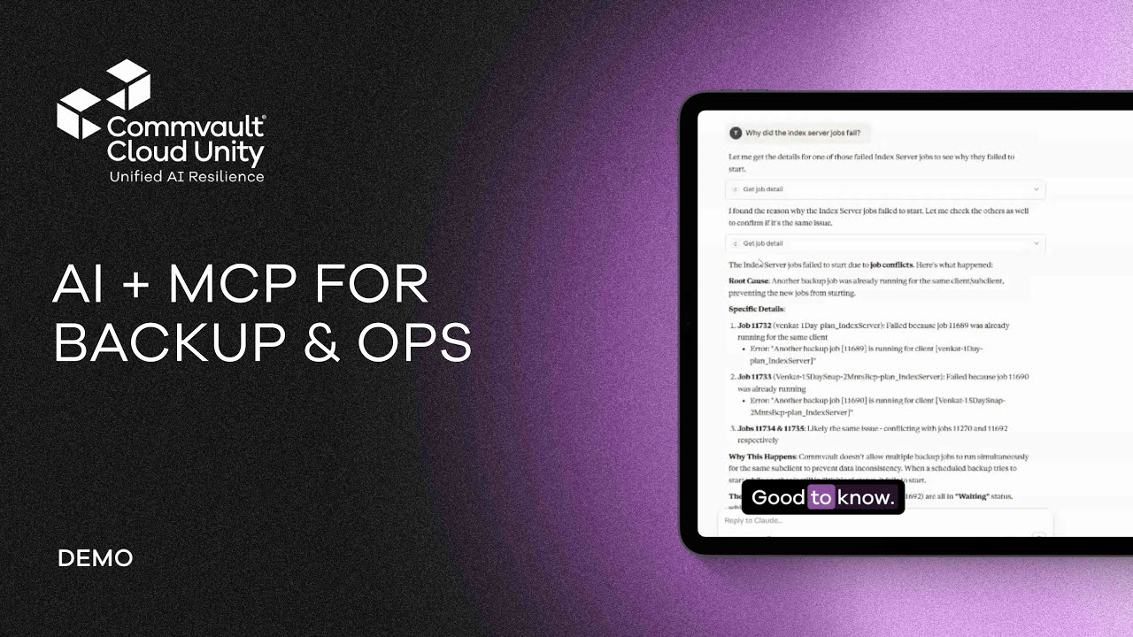 Using GenAI with Commvault MCP for Backup, Restore & Ops Automation | Walkthrough