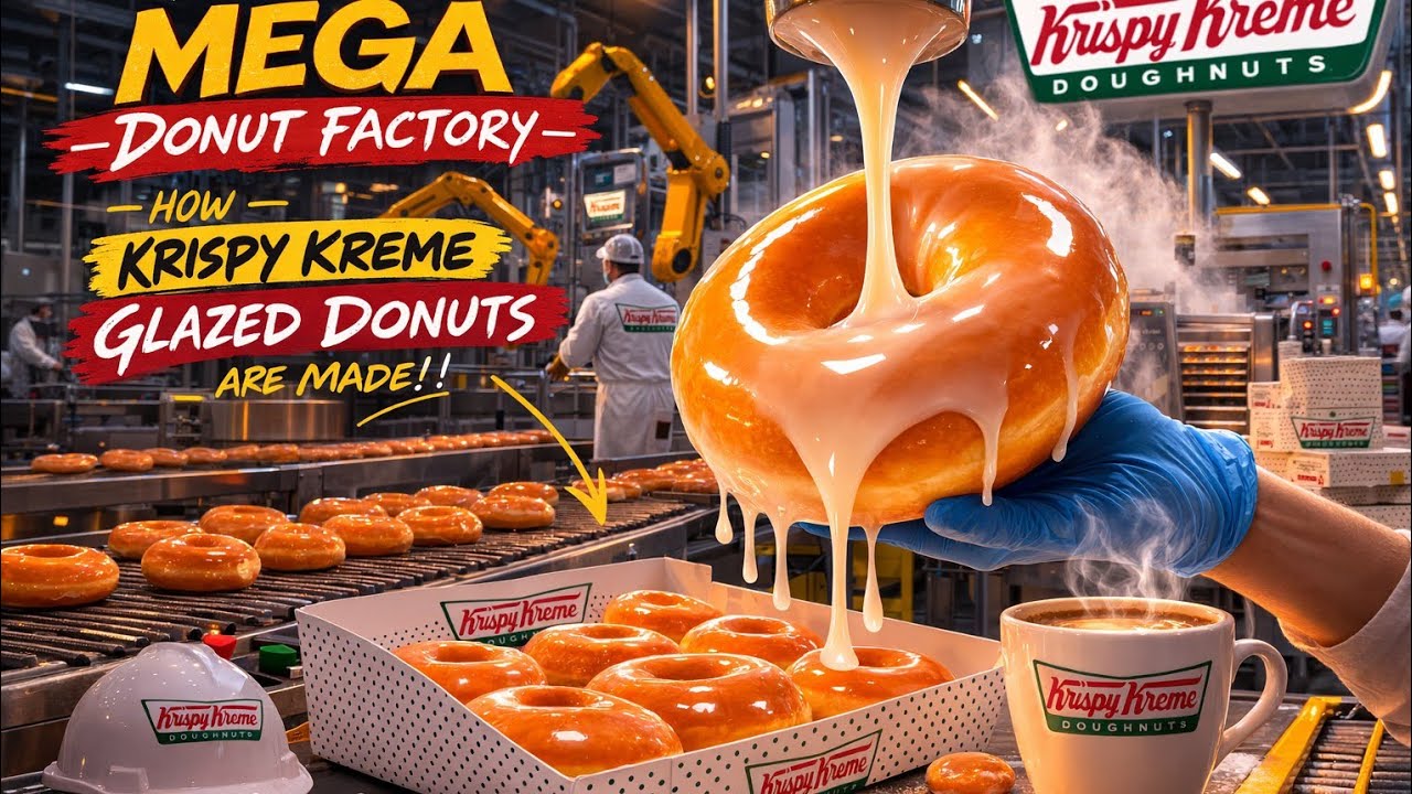 Inside a Mega Donut Factory — Krispy Kreme Glazed Donuts#Krispy Kreme#Donuts.  