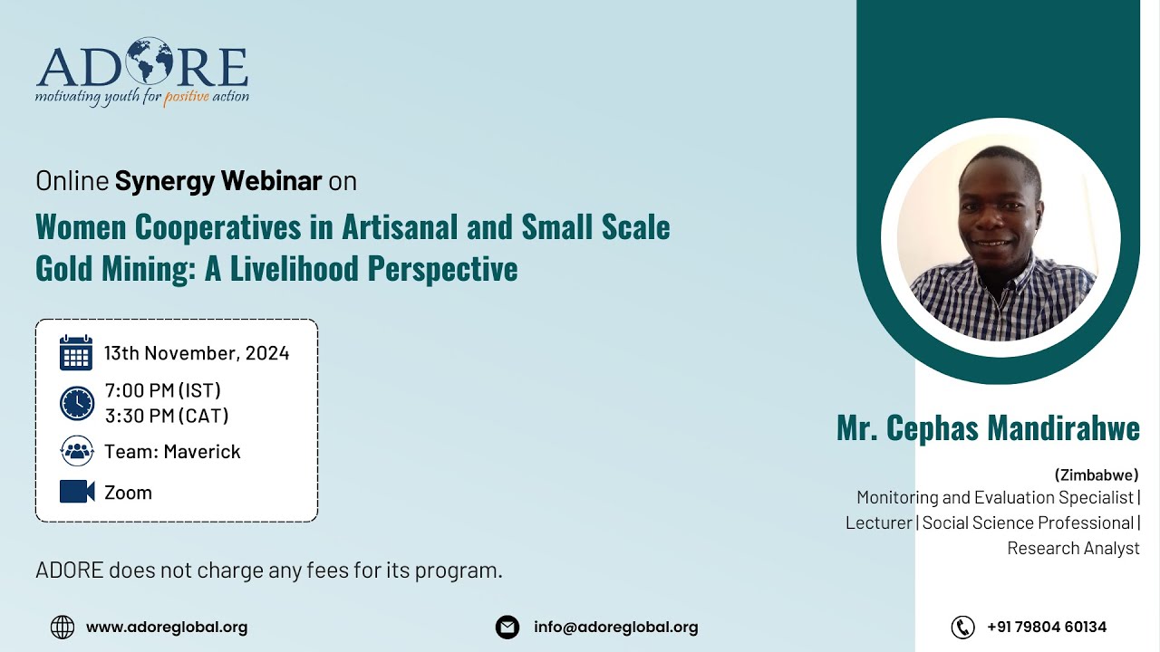 Webinar: Women Cooperatives in ASGM : A Livelihood Perspective by Mr. Cephas Mandirahwe