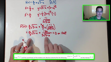 Calculus 1  - Finding Extrema Using Intervals of Increasing and Decreasing (example)