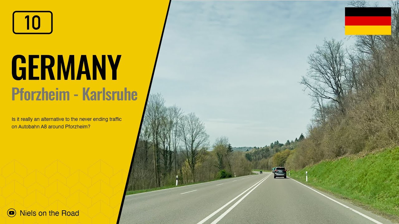 Driving in Germany: Bundesstraße B10 from Pforzheim to Karlsruhe