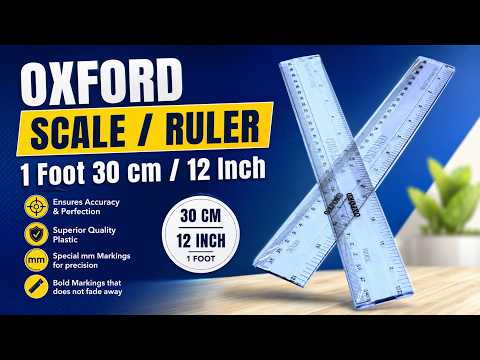Oxford Premium Clear Plastic Scale Ruler: 1 Foot 30 cm / 12 Inch High-Precision Mathematical Rule