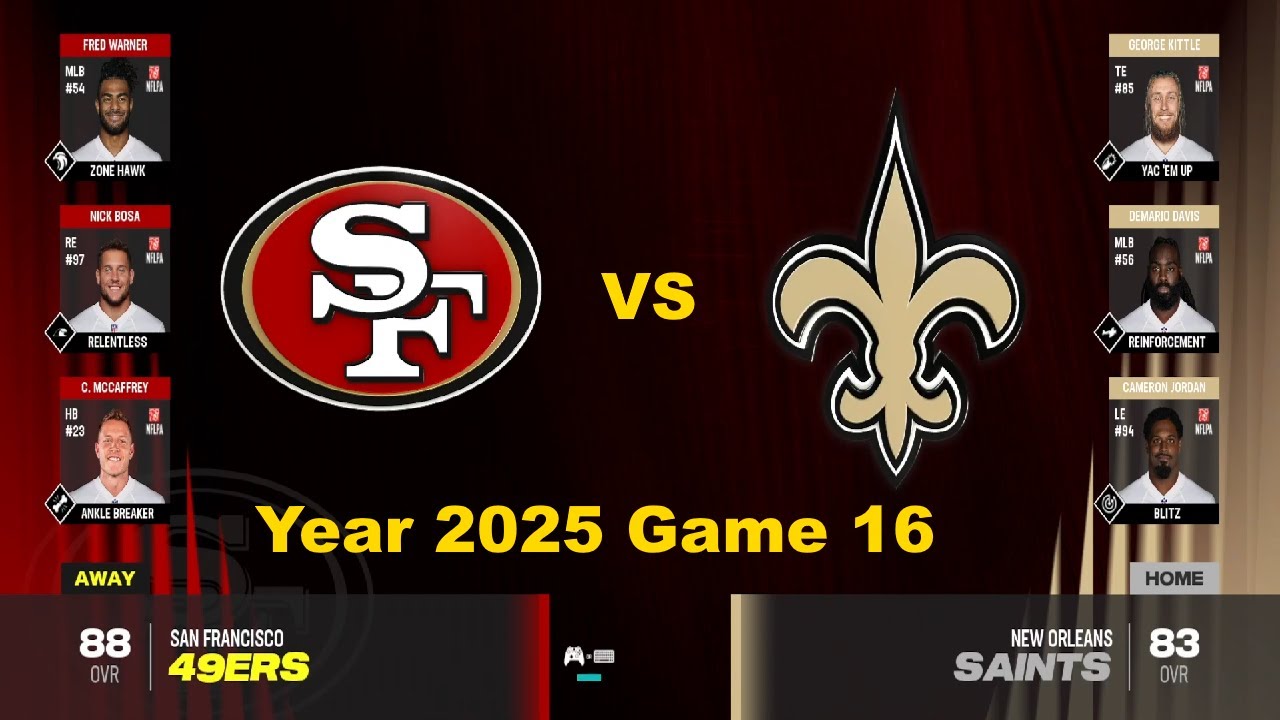 Madden 24 year 2025 game 16 49ers vs saints 1 5x speed youtube
