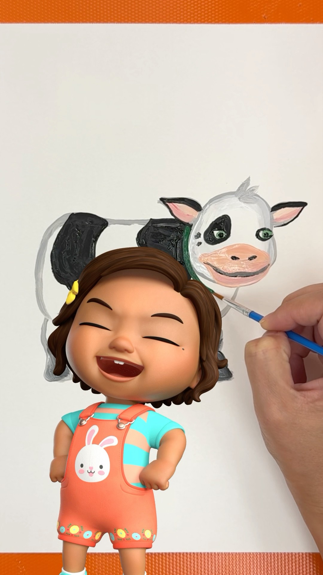 Silly Acrylic Cow Painting ?! La Vaca Lola! DIY Crafts #cocomelon #shorts