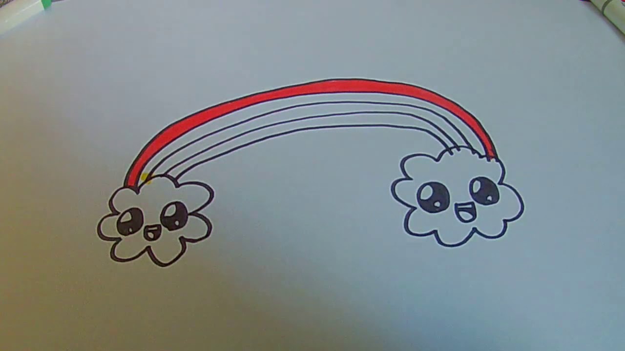Comment dessiner un arc en ciel en KAWAII - YouTube