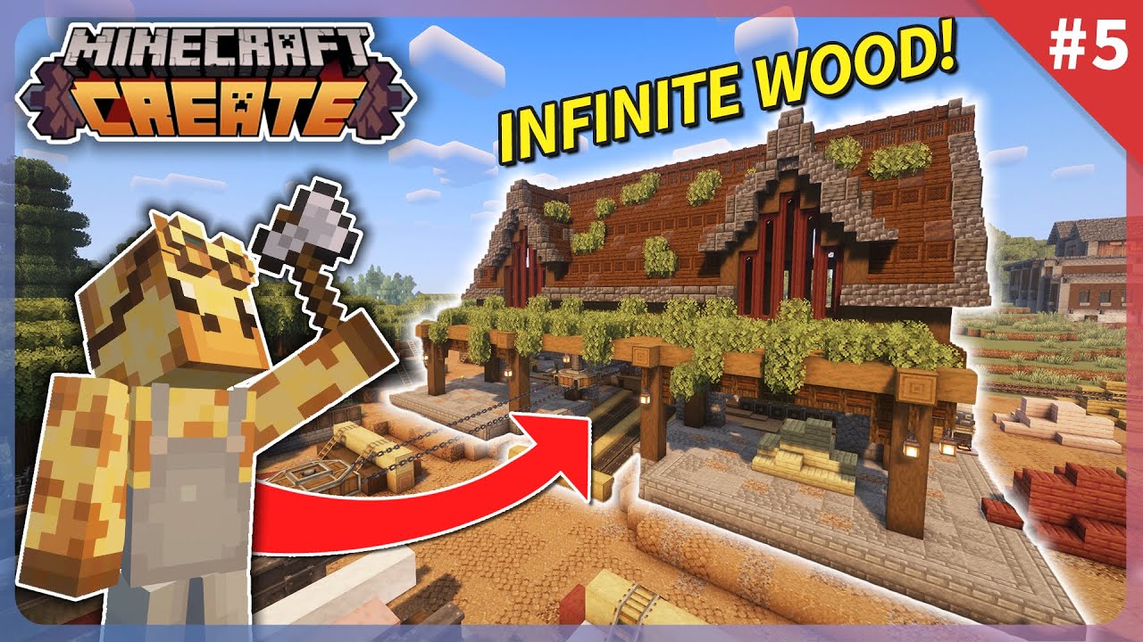 I Built a TREE FARM and LUMBER MILL in Minecraft Create Mod! [#5] - YouTube