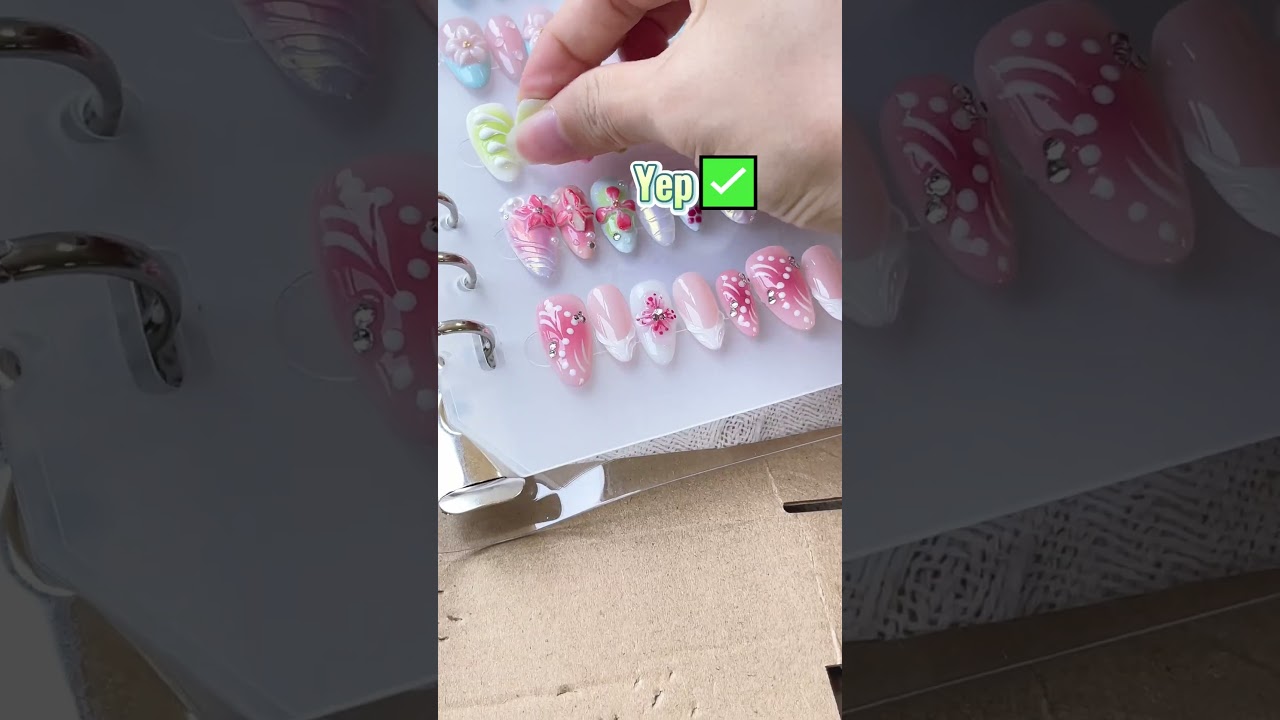 Pink press on nails: shrimp hands clapping like thunder 🌩️ naillover.co 