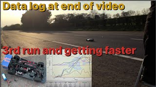 GETTING faster! Arrma limitless speedruns- this road is incredible!  3rd pass-Data log at end.
