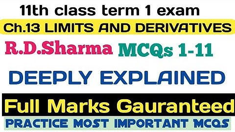Limits class 11 mcq solutions Rd sharma Q1 to Q11