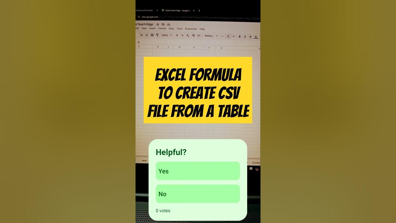 Excel formula to create CSV file from a Table | Excel formula ...