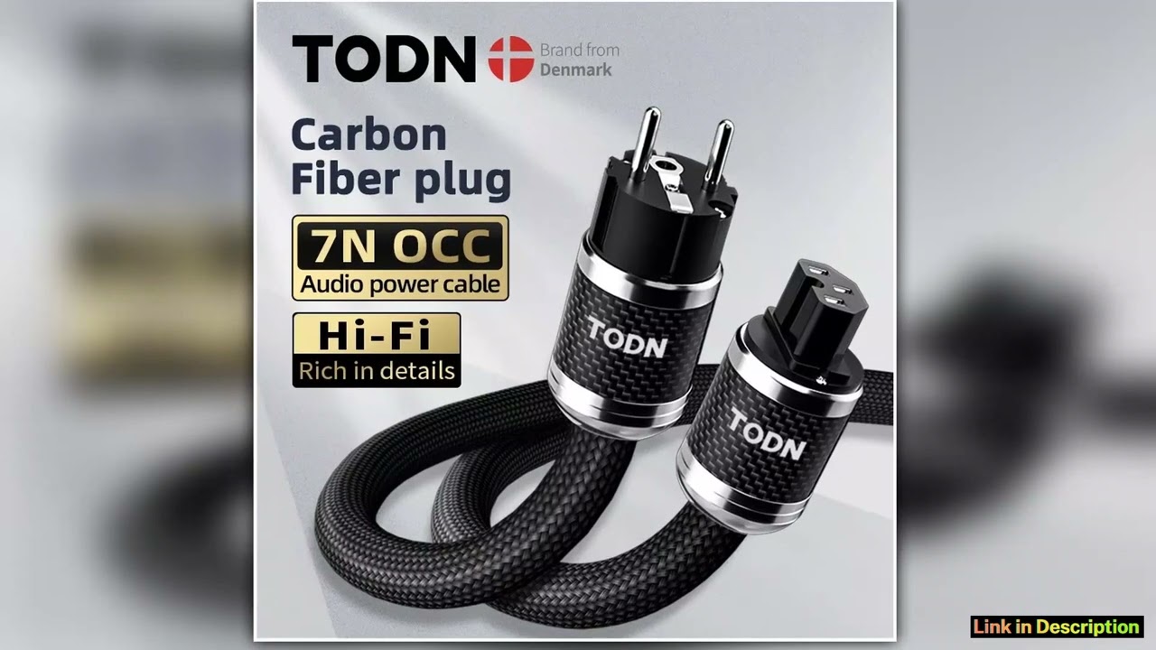 TODN power cable hifi occ audio cable EUUS Vseries Shielded carbon fiber shell Connecter amplificat
