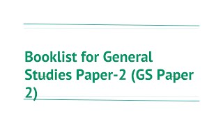 GS paper 2 mains booklist