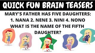 FUN #RIDDLES AND BRAIN TEASERS WITH ANSWERS