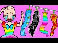 Paper Dolls Dress Up - Rapunzel Long Hair vs Sadako Short Hair - Barbie Story