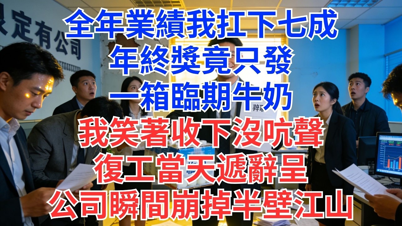 全年業績七成靠我撐，年終獎卻只給一箱快過期的牛奶！我當場微笑收下沒說話，開工第一天遞辭呈，公司瞬間癱瘓——半壁業務直接蒸發…#為人處世#生活經驗#情感故事#职场