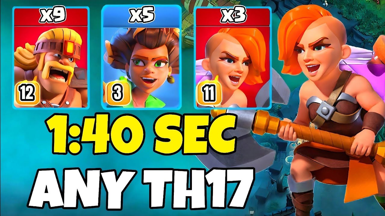 TH17 Super Valkyrie + Root Rider +S. Barbarian Attack Strategy|Th17 Attack Strategies (ClashofClans)