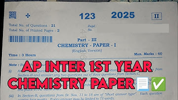 Ap Inter 1st Year Chemistry Paper📃✅  👨‍🔬|| 2025 Public Real paper📃✅