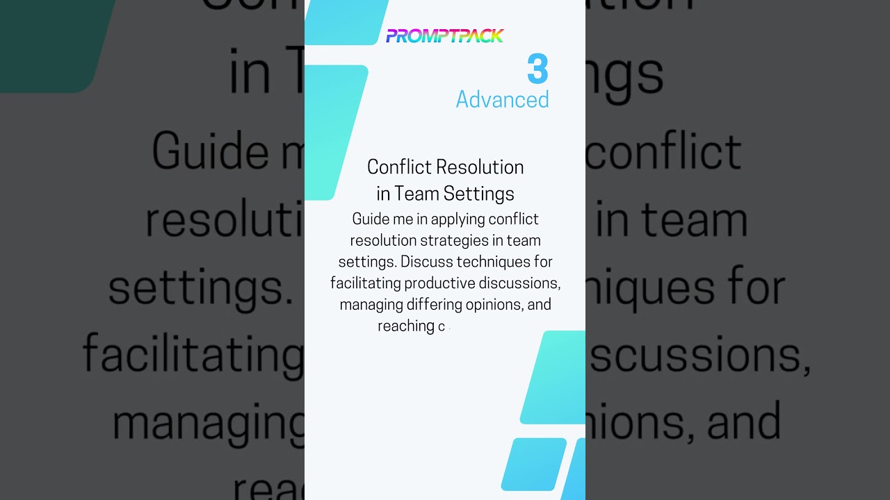 Conflict Resolution AI Prompts by PromptPack | #AI #ChatGPT #Bard #Bing
