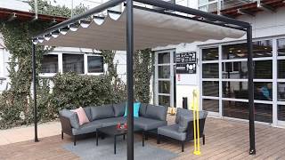 Aluminium pergola with retractable roof