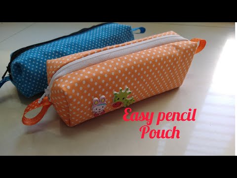 Diy , pencil pouch ,box shape pouch बचे हुए कपडे से घर पर पेंसिल पाउच बनाना, A must try at home