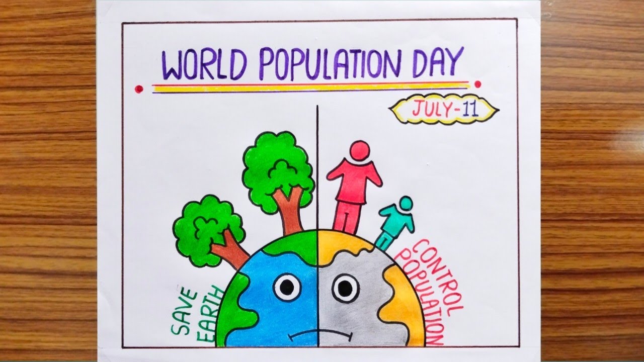 How to Draw World Population Day Poster Drawing / Chart Paper Drawing ...