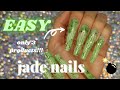 THE EASIEST JADE NAILS EVER | XXL Jade Nails Using Alcohol Ink and White Polish
