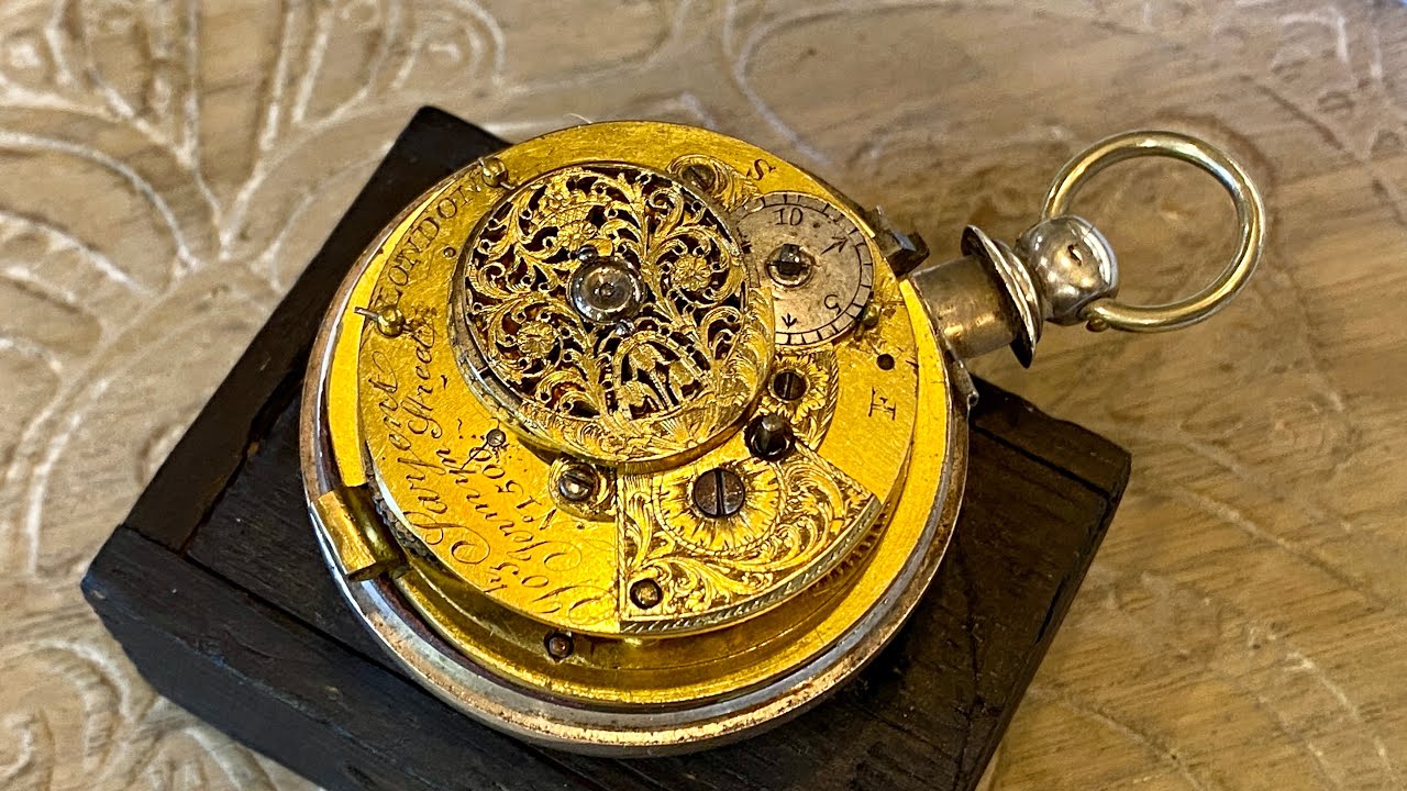 Restauration montre coq Anglaise de 1810. Alive fusee pocket watch old