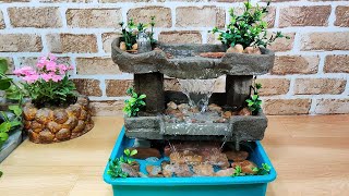 How to make beautiful natural cemented waterfall fountain water fountain