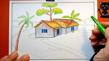 Vẽ phong cảnh quê hương | Ngôi nhà trong tranh lớp 7 | Không gian trong tác phẩm hội họa - KCart3