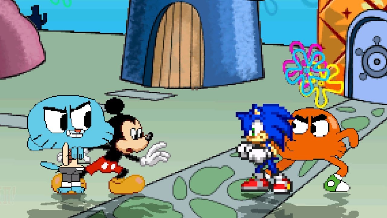 TEAM MICKEY MOUSE & GUMBALL FIGHTS TEAM SONIC & DARWIN | RACE TO 3 WINS