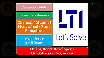 Software & IT Openings | LTI | Chennai / Mumbai / Hyderabad / Pune / Bangalore | Permanent Job |