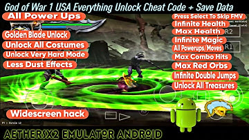 [PS2] God of War Cheats Codes Unlock Everything AetherSX2PS2 Emulator Android + Widescreen Hack