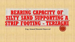 Bearing capacity of a strip footing - Terzaghi | قدرة تحمل التربة لقاعدة شريطية - معادلة ترزاجي