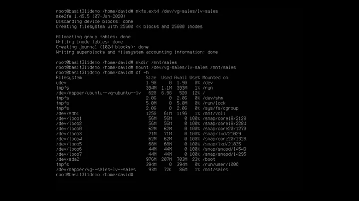 Formatting and mounting an LVM logical volume