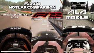 MONOPOSTO VS ALA MOBILE VS F1 22! 2023 HOTLAP COMPARISON! screenshot 1