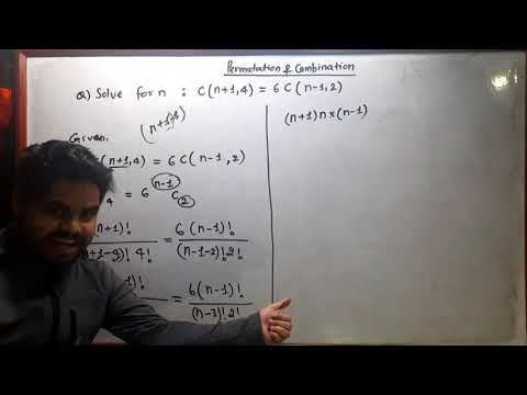 Video solve for n : c(n 1,4) = 6c(n-1,2) - youtube