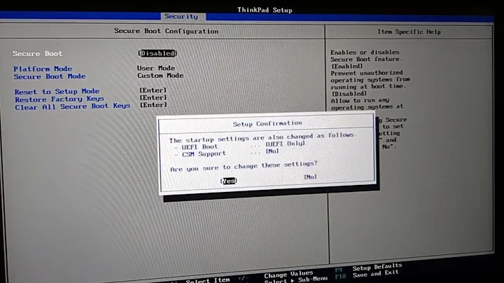 Enabling UEFI Secure Boot Setup Mode on Thinkpad L14