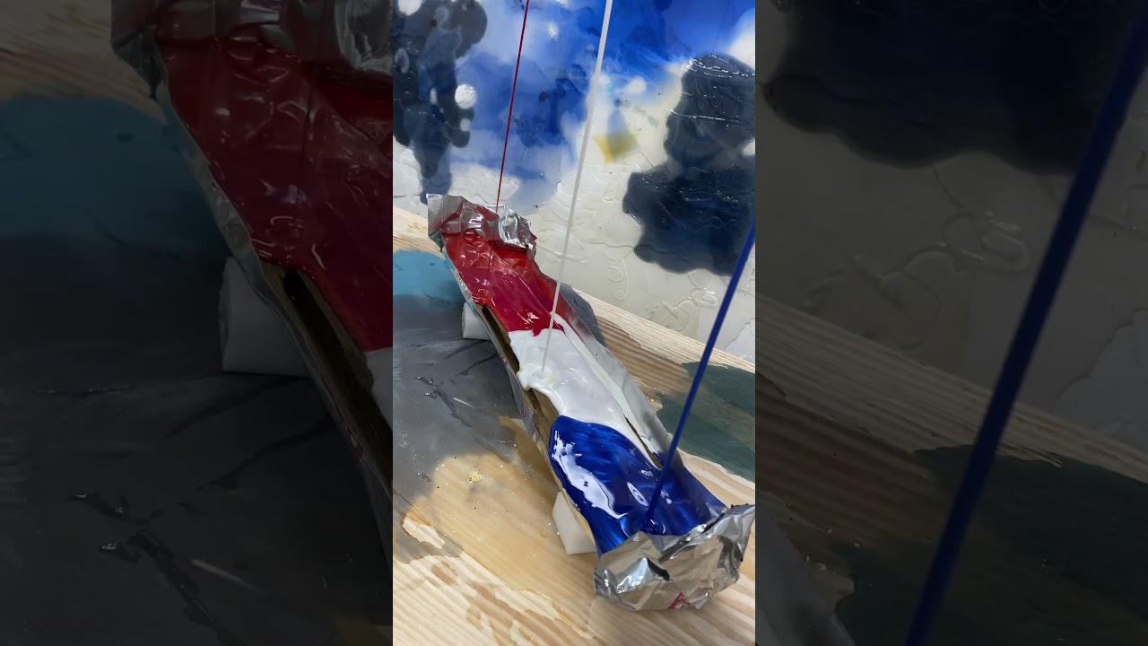 Pouring Red White & Blue for Memorial Day resin give away