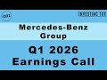 Mercedes-Benz Q1 2026 Earnings Call | EBIT Hits €1.9B As Strong EV Demand Offsets China Weakness