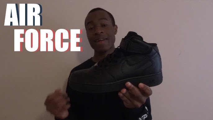 C2H4 Nike Air Force 1 Mid Black Review - Youtube
